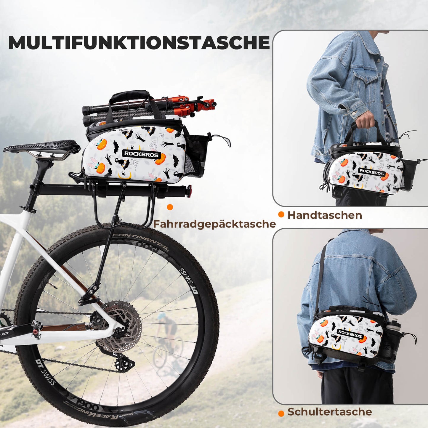 Fahrrad Gepäckträgertasche 17-35L mit Regenhülle ROCKBROS
