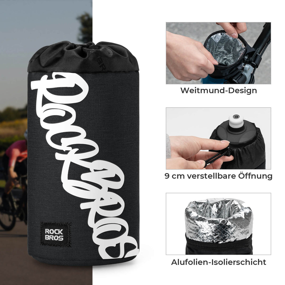 ROCKBROS Fahrrad Lenkertasche Mini 1L für Trinkflaschen Ø9 cm