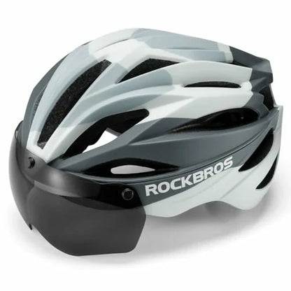 ROCKBROS Fahrradhelm Magnetischer Abnehmbarer MTB Helm mit Visier