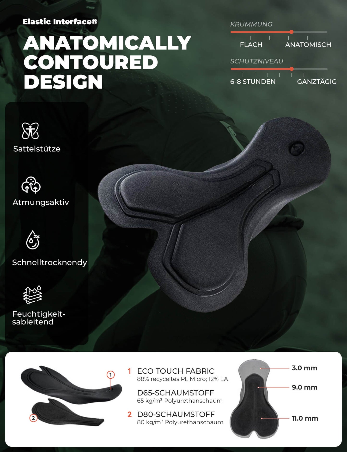 Fahrradhose Lange Radlerhose Gepolstert Atmungsaktiv Herren ROCKBROS