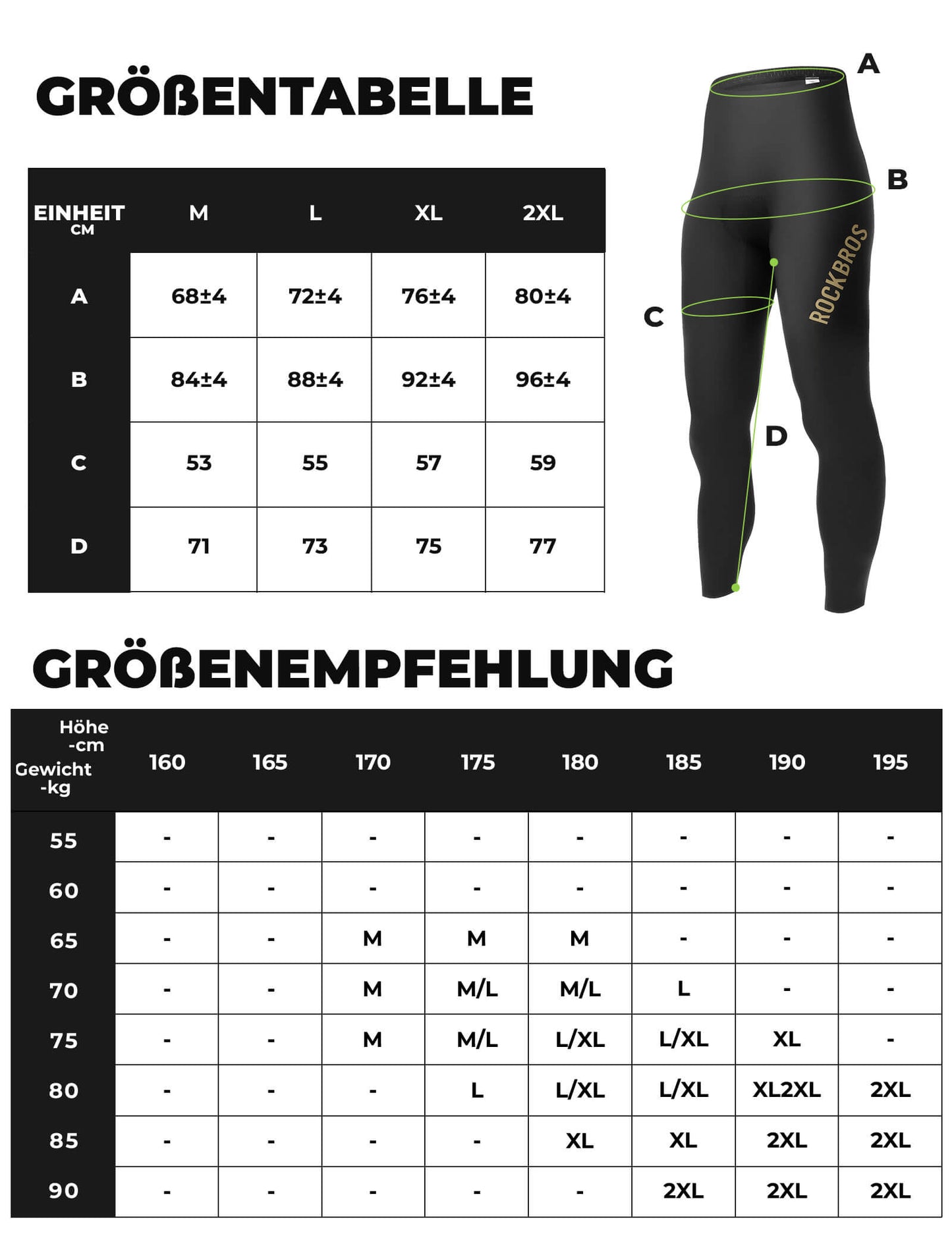 Fahrradhose Lange Radlerhose Gepolstert Atmungsaktiv Herren ROCKBROS