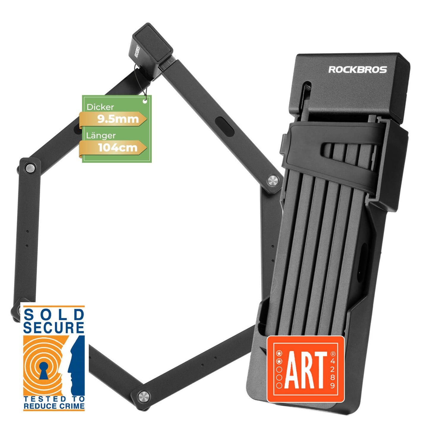 Faltschloss Fahrradschloss 104 cm Faltbares ROCKBROS