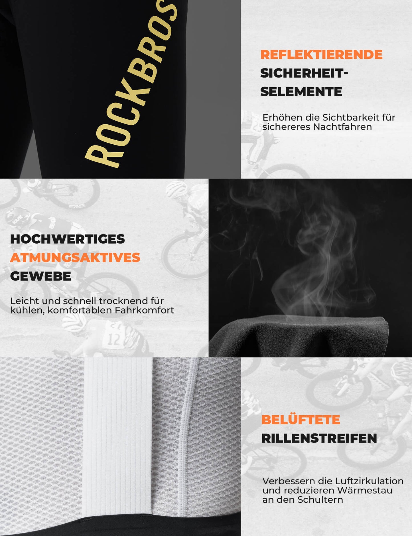 Herren Fahrrad Trägerhose Lang Gepolstert ROCKBROS