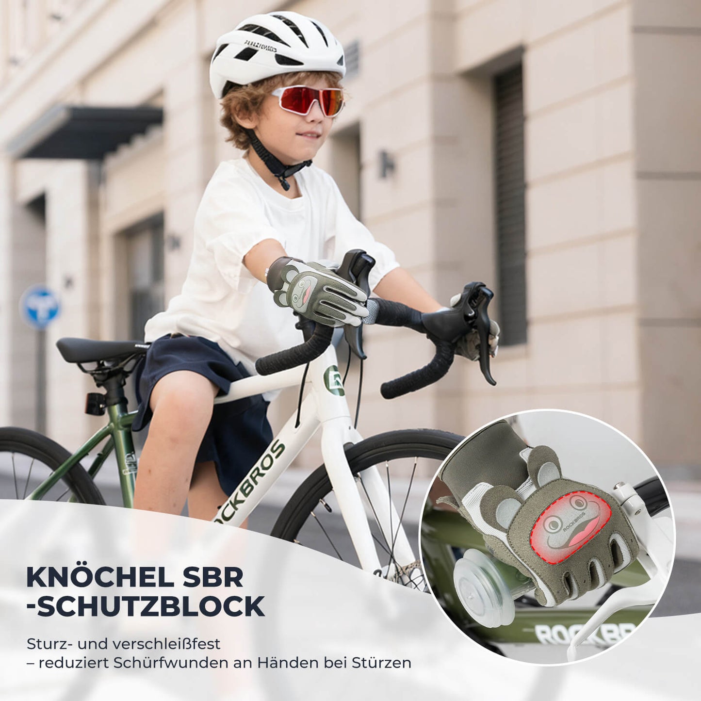 Kinder Fahrradhandschuhe Atmungsaktiv & Rutschfest Mit SBR-Schutz ROCKBROS