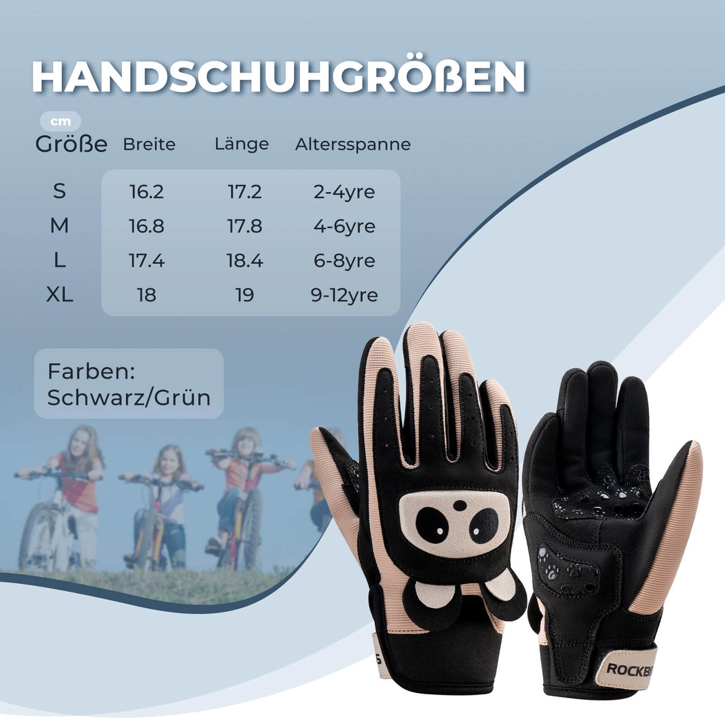 Kinder Fahrradhandschuhe Atmungsaktiv & Rutschfest Mit SBR-Schutz ROCKBROS