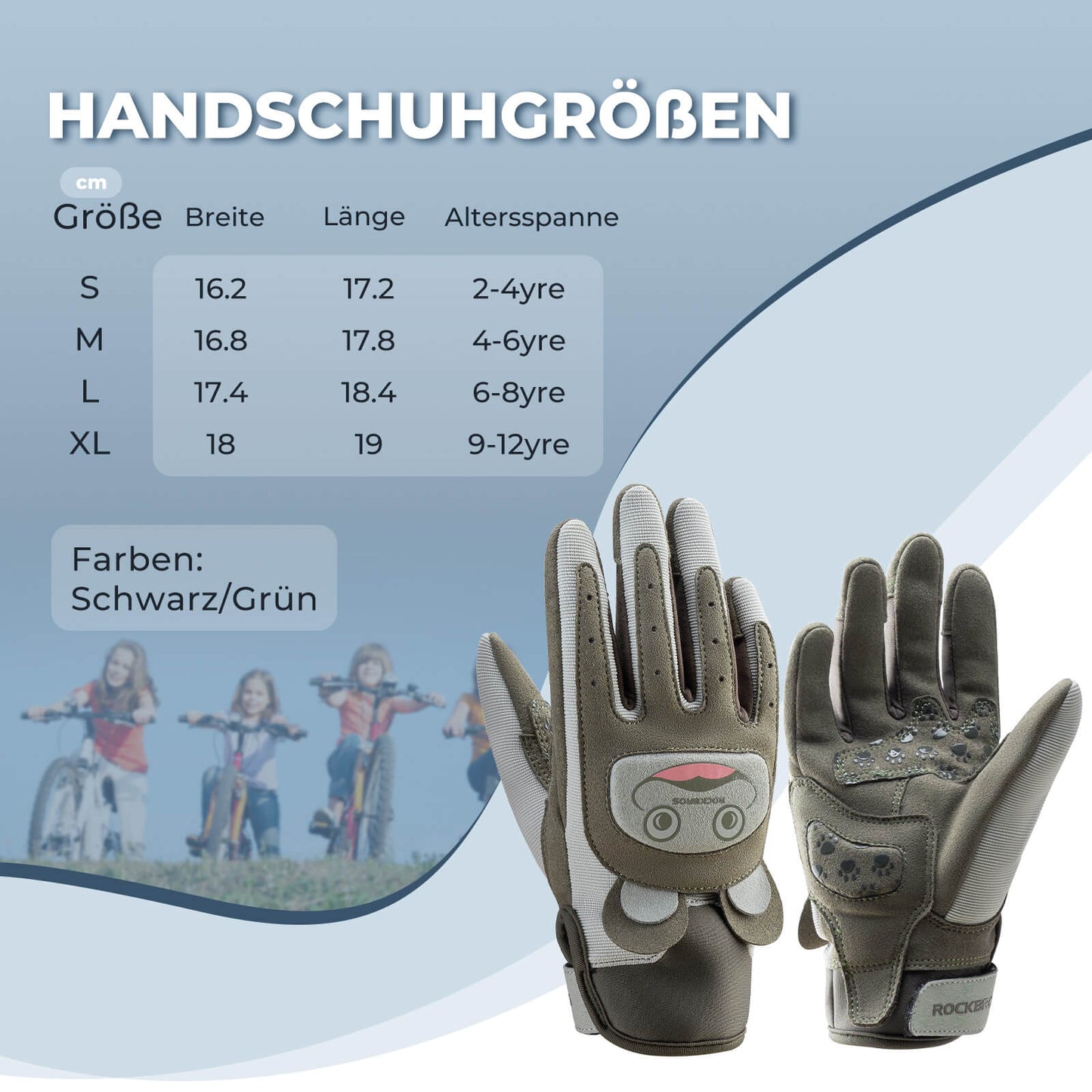Kinder Fahrradhandschuhe Atmungsaktiv & Rutschfest Mit SBR-Schutz ROCKBROS