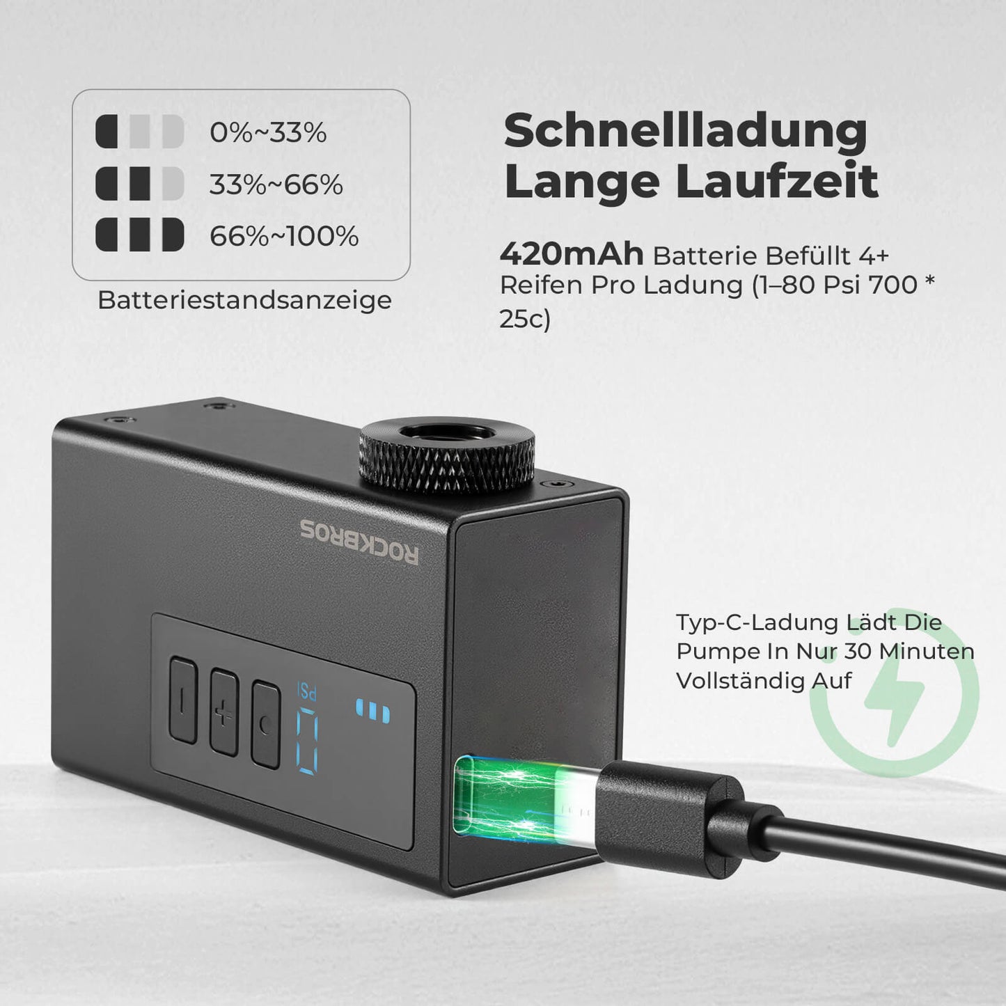 MINI Elektrische Fahrradpumpe Tragbar AS240 Pro ROCKBROS