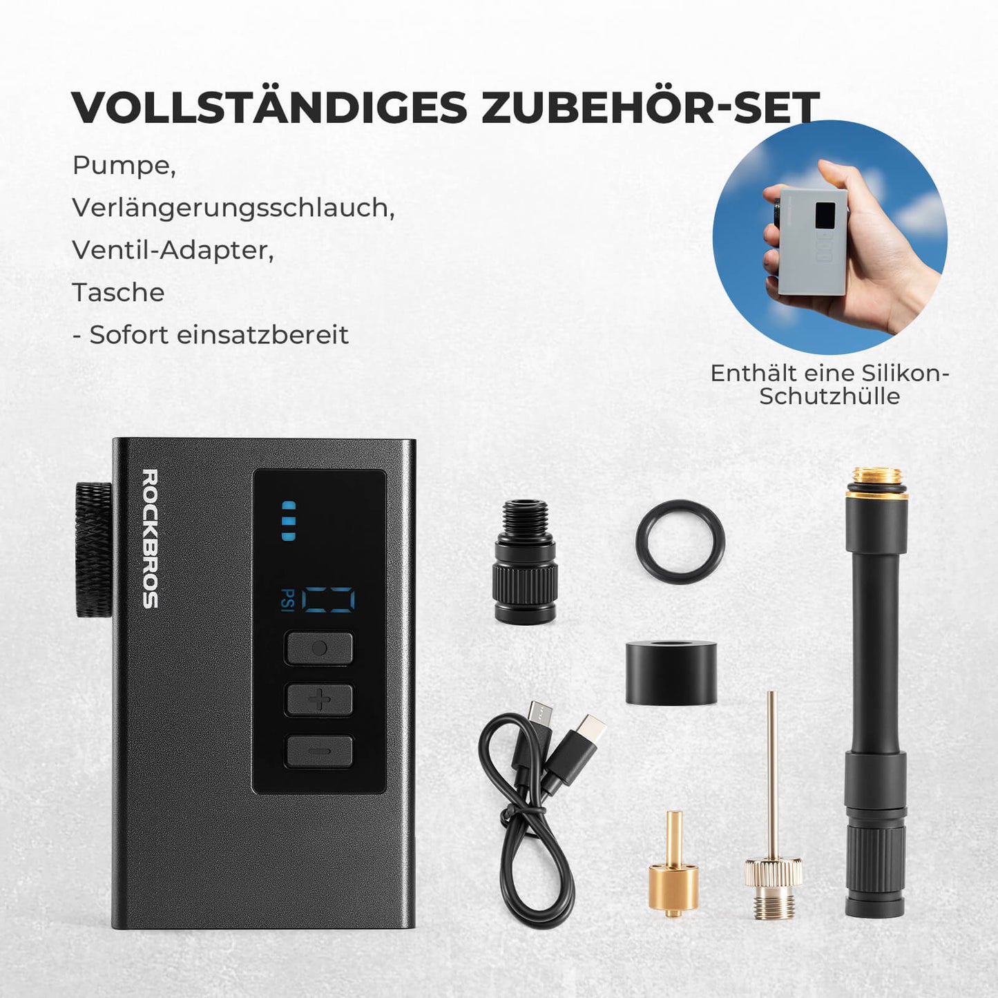 MINI Elektrische Fahrradpumpe Tragbar AS240 Pro ROCKBROS