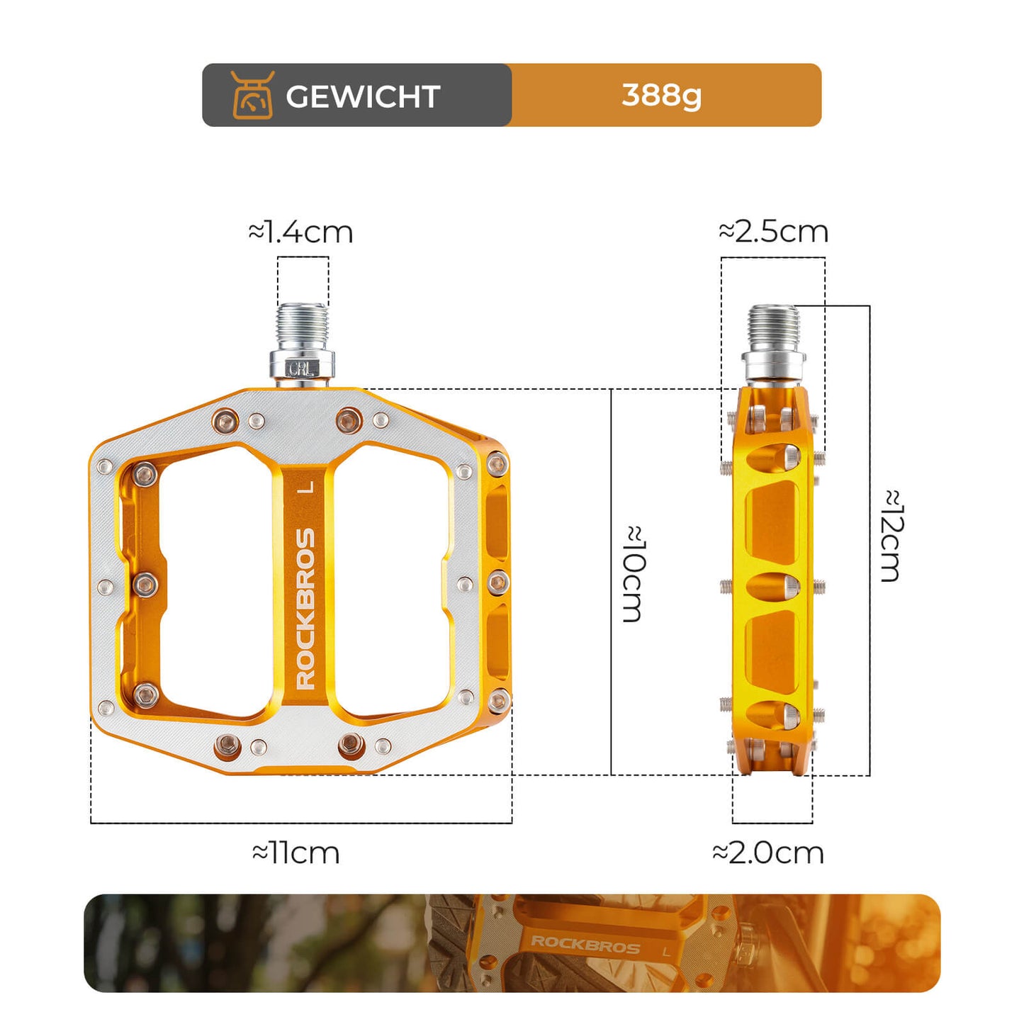 Pedale mit Anti-Rutsch-Stiften - Breite Plattform & Chrom-Molybdän-Achse ROCKBROS