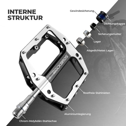 Pedale mit Anti-Rutsch-Stiften - Breite Plattform & Chrom-Molybdän-Achse ROCKBROS