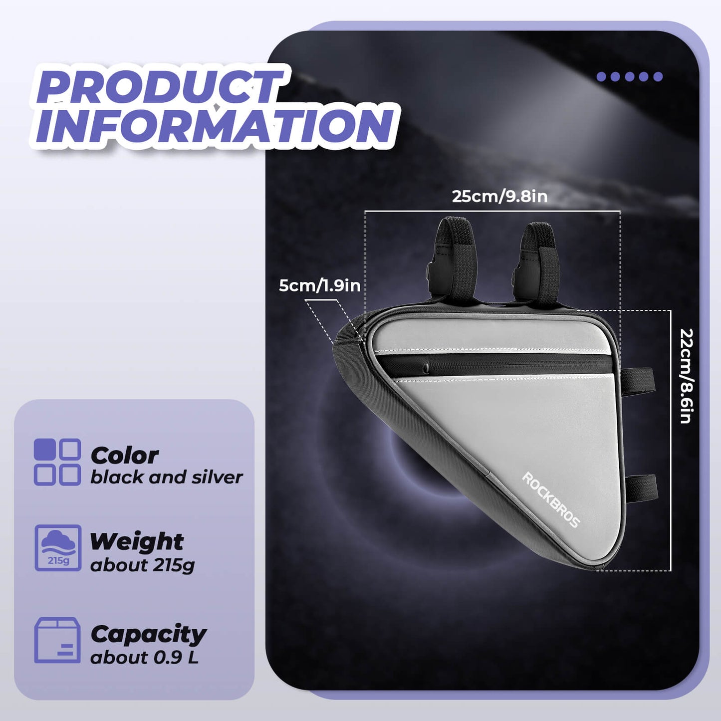 Fahrradtasche Reflektierende Rahmentasche Dreiecktasche 0,9L ROCKBROS