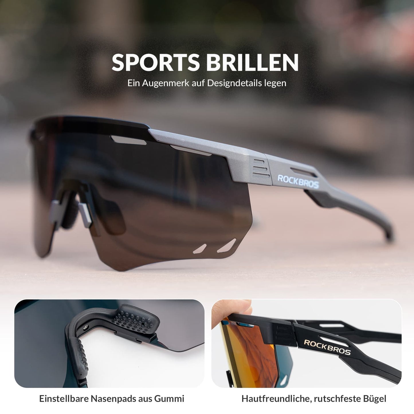 Ultraleicht Fahrradbrille Polarisierte Sonnenbrille mit UV400-Schutz ROCKBROS