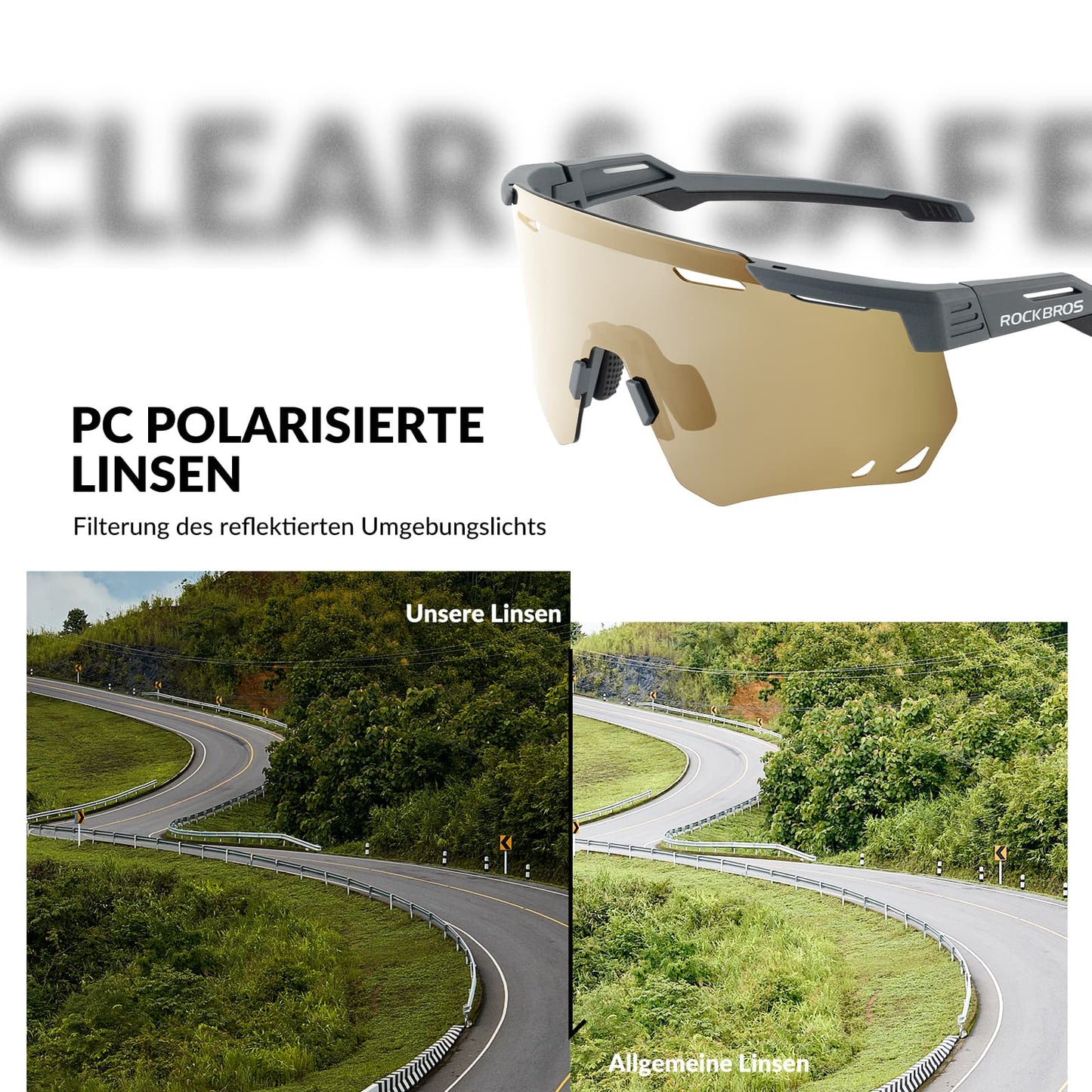 Ultraleicht Fahrradbrille Polarisierte Sonnenbrille mit UV400-Schutz ROCKBROS