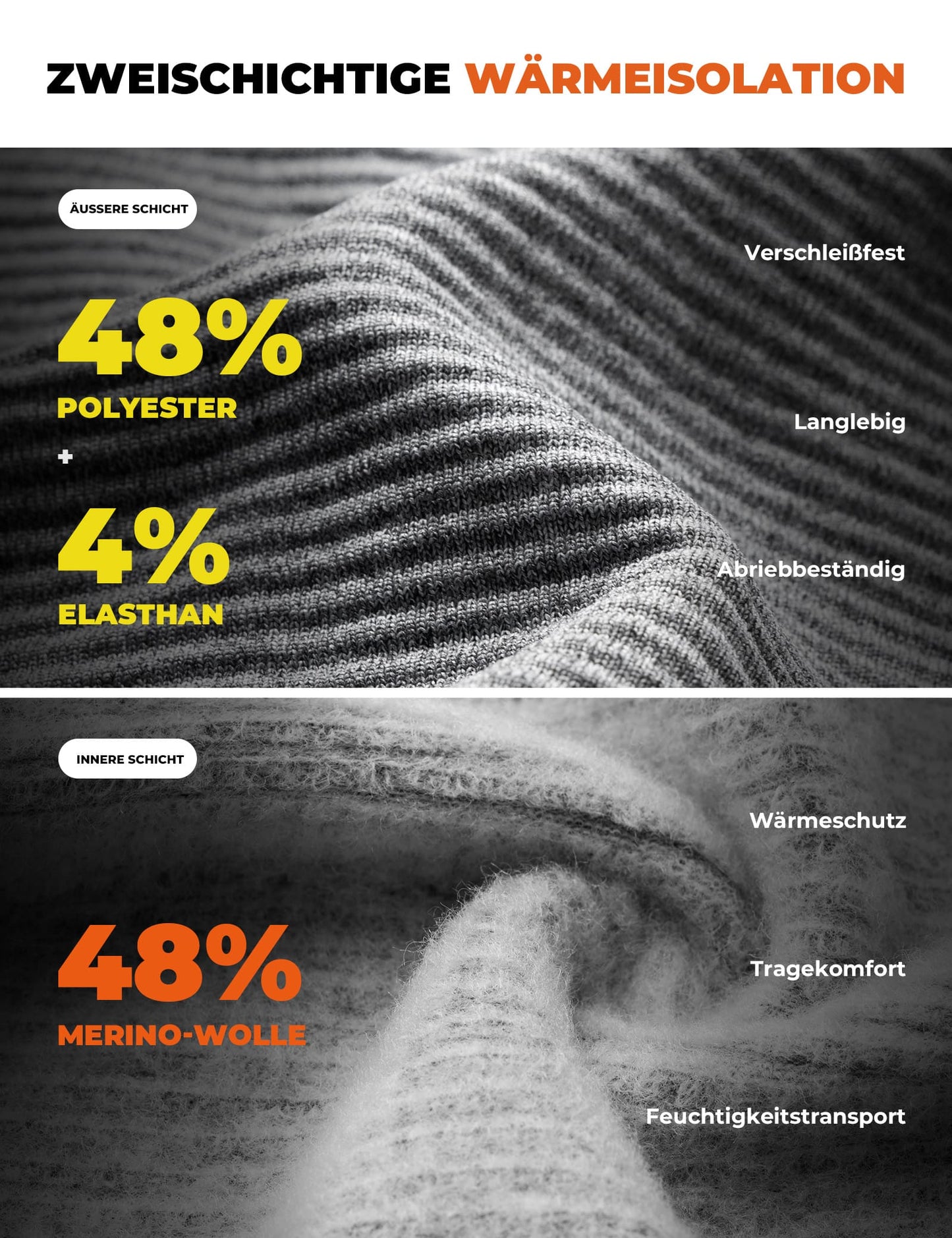 Zweischichtige Fahrrad-Unterwäsche Reflektierend Wärmeisoliert Herren ROCKBROS