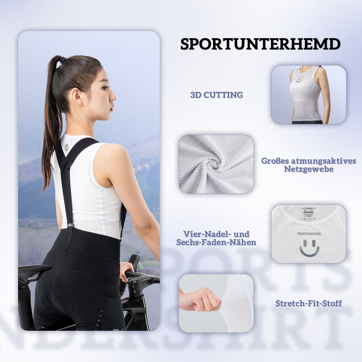 ROCKBROS Damen Sporttop Atmungsaktiv baselayer Unterhemd für Radfahren