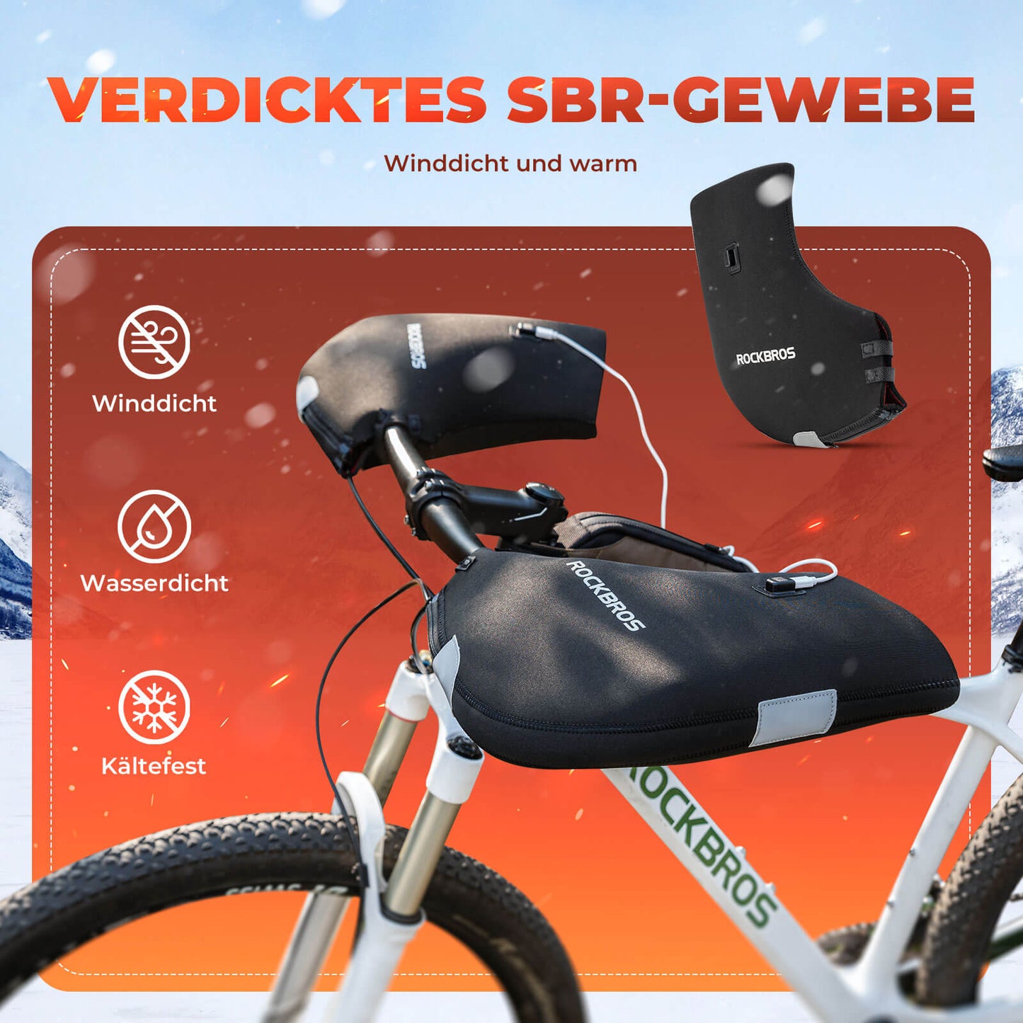 Beheizte Wasserabweisend Fahrrad Lenkerstulpen - Wiederaufladbar ROCKBROS
