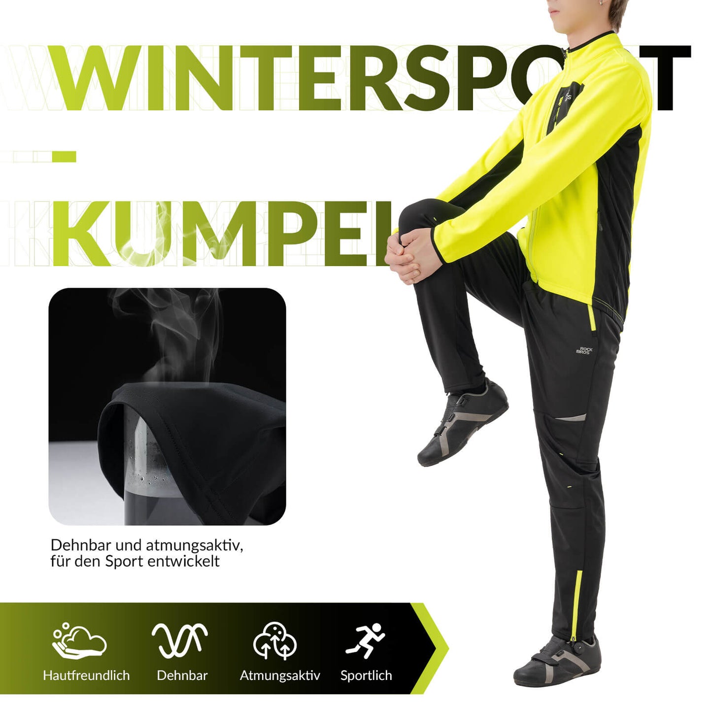 Herren Fahrradhose Winddicht und Warm für Winter Outdoor-Sport ROCKBROS