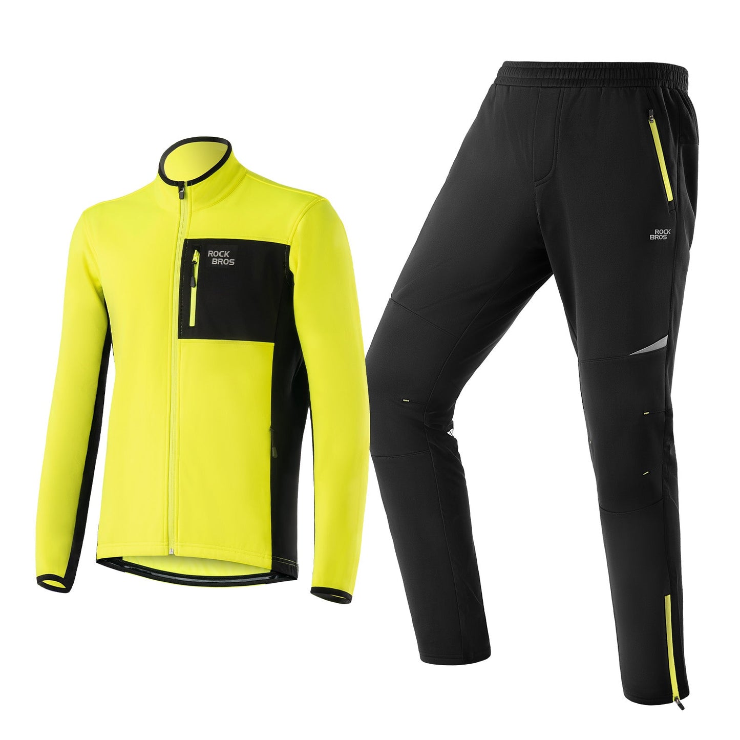 Herren Fahrradjacke & Hose Set Winter Gelb Winddicht Warm für Outdoor Spor ROCKBROS