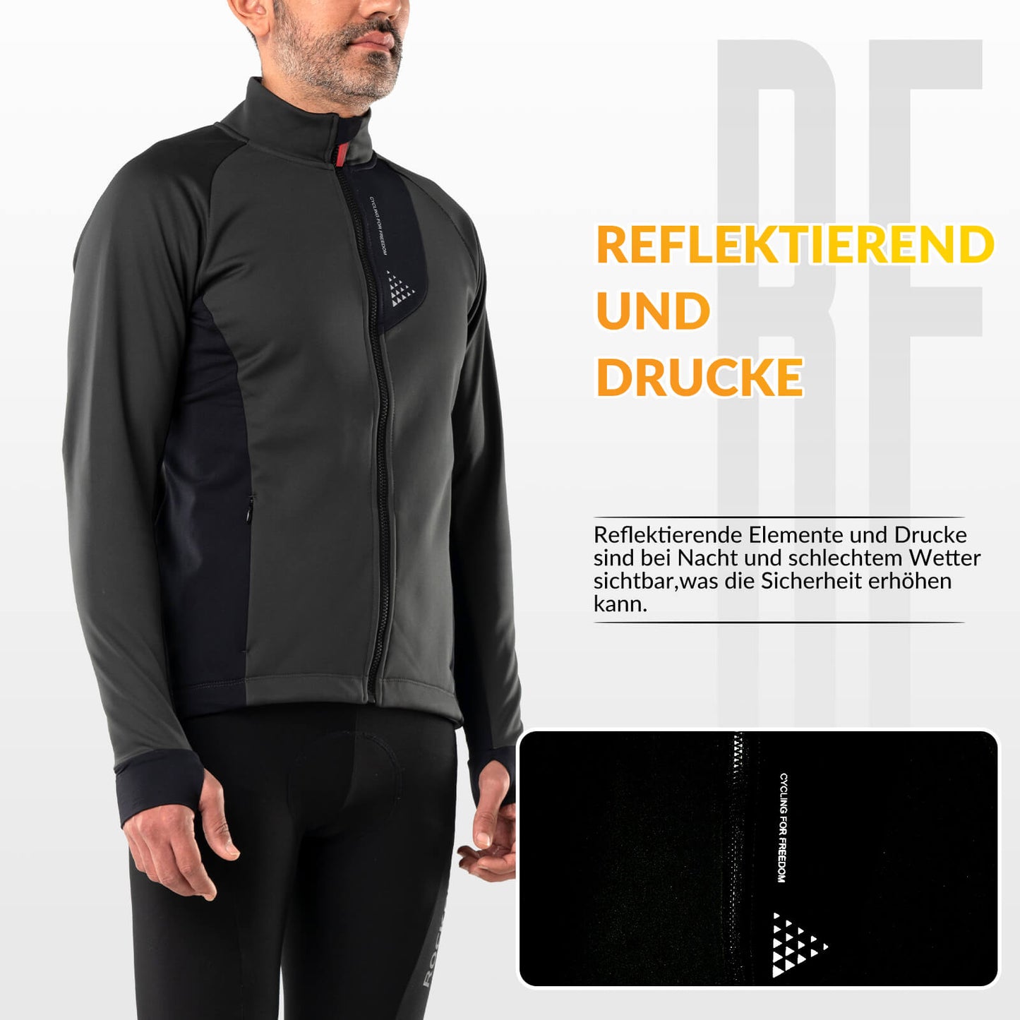 Herren Winter Fahrradjacke Winddicht Atmungsaktiv mit Fleecefutter ROCKBROS