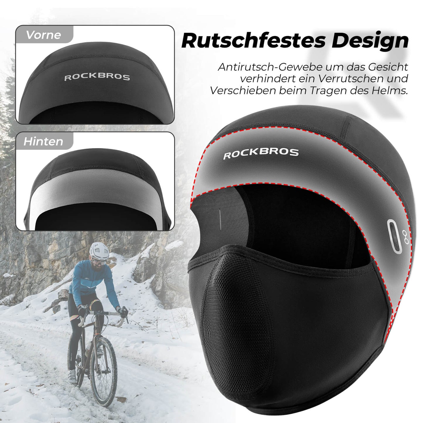 Sturmhaube Balaclava Fleece Unterhelm für Fahrrad und Ski ROCKBROS