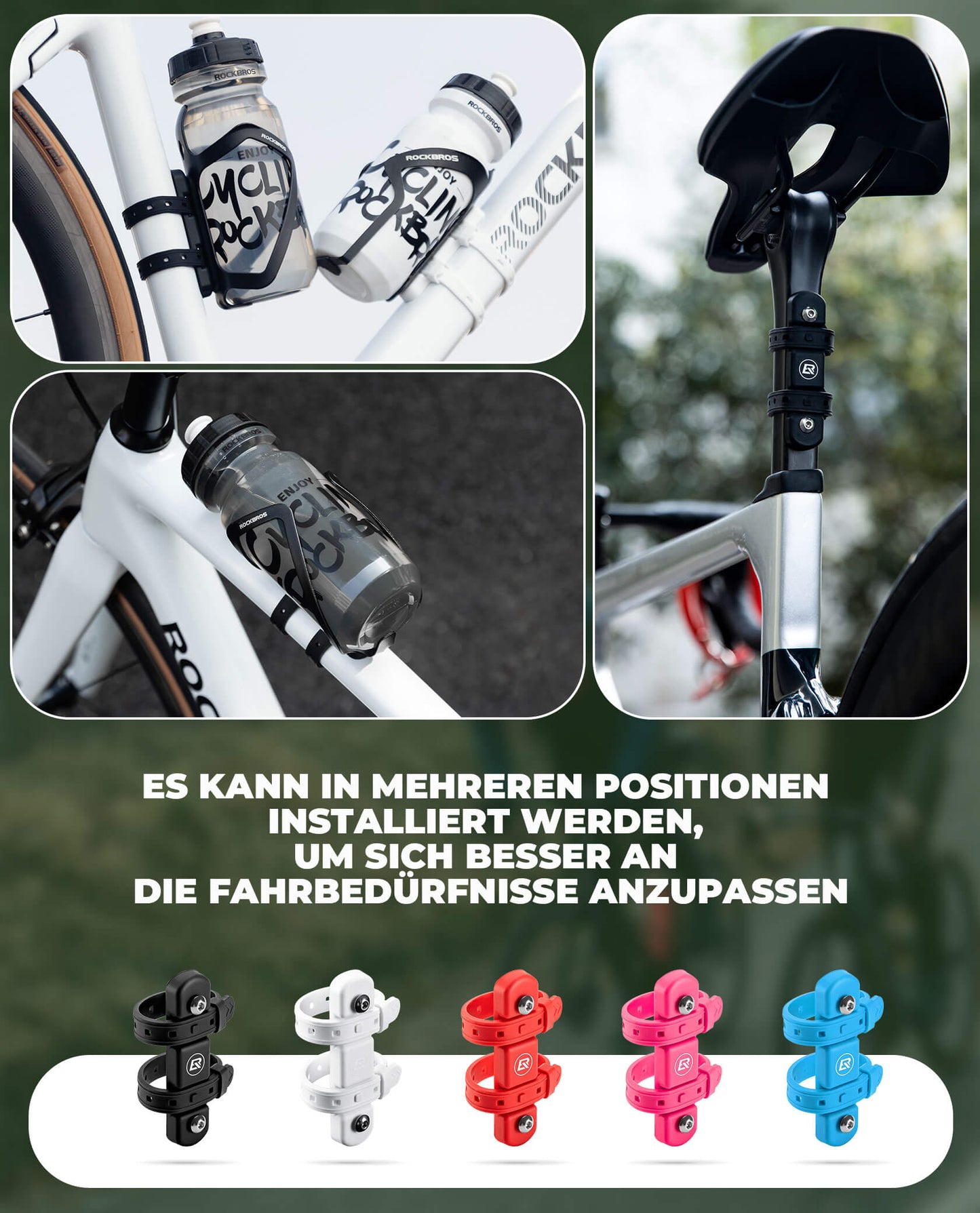 Universal Flaschenhalter für Fahrrad Kein Stanzen Basis für Umbau ROCKBROS