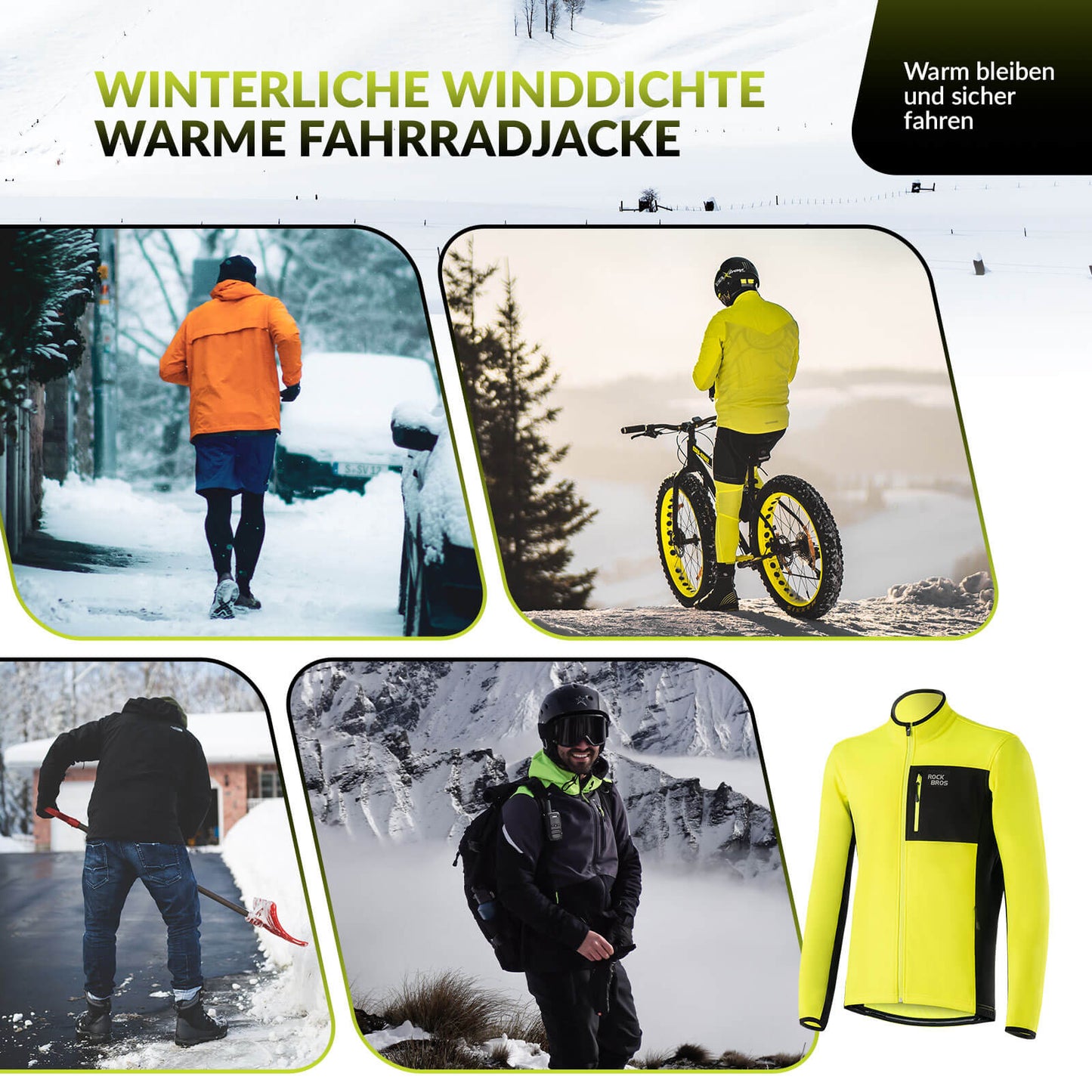 Winter Fahrradjacke Herren Winddicht Warm Wanderjacke ROCKBROS