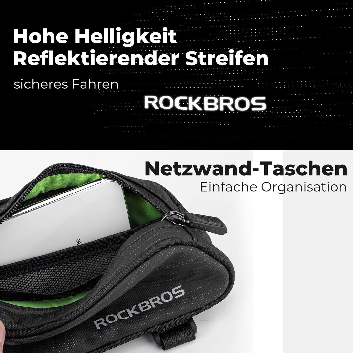 Fahrrad Oberrohrtasche/Satteltasche 1,1L mit Innenfächern ROCKBROS