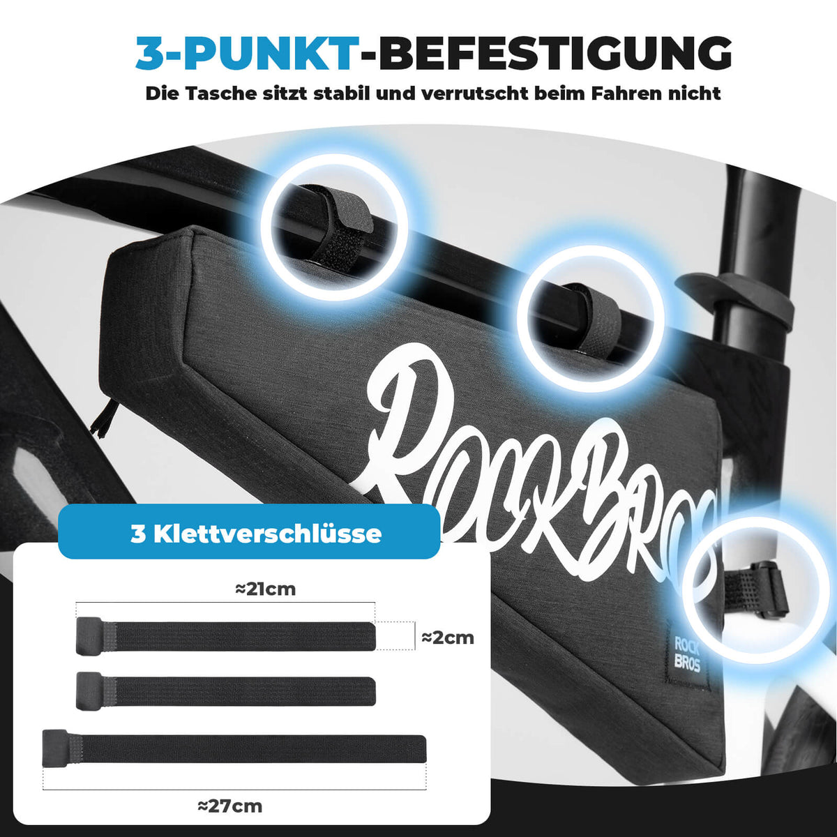 ROCKBROS Rahmentasche mit Klettbandverschluss 1,9L - SketchRide Series