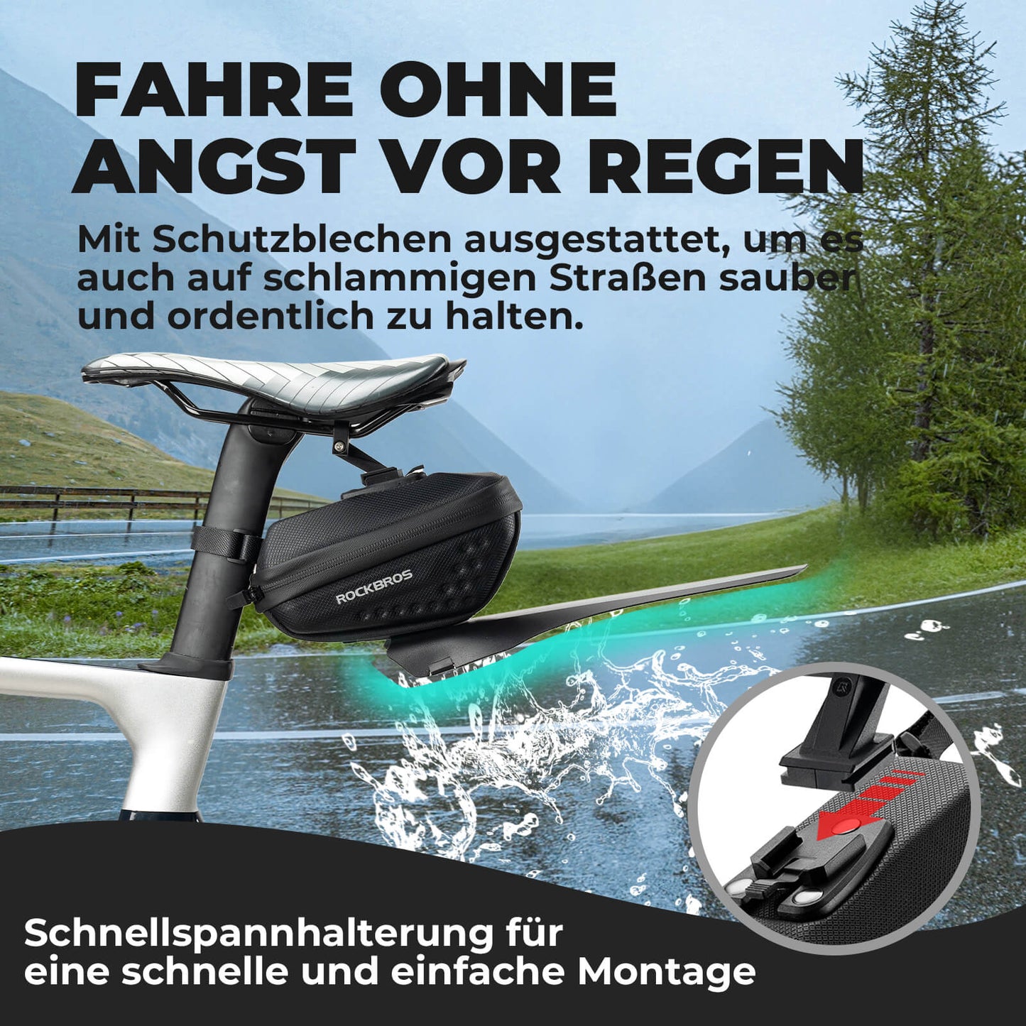 Fahrrad Satteltasche mit Schutzblech Wasserabweisend 1,3L/0.8L ROCKBROS