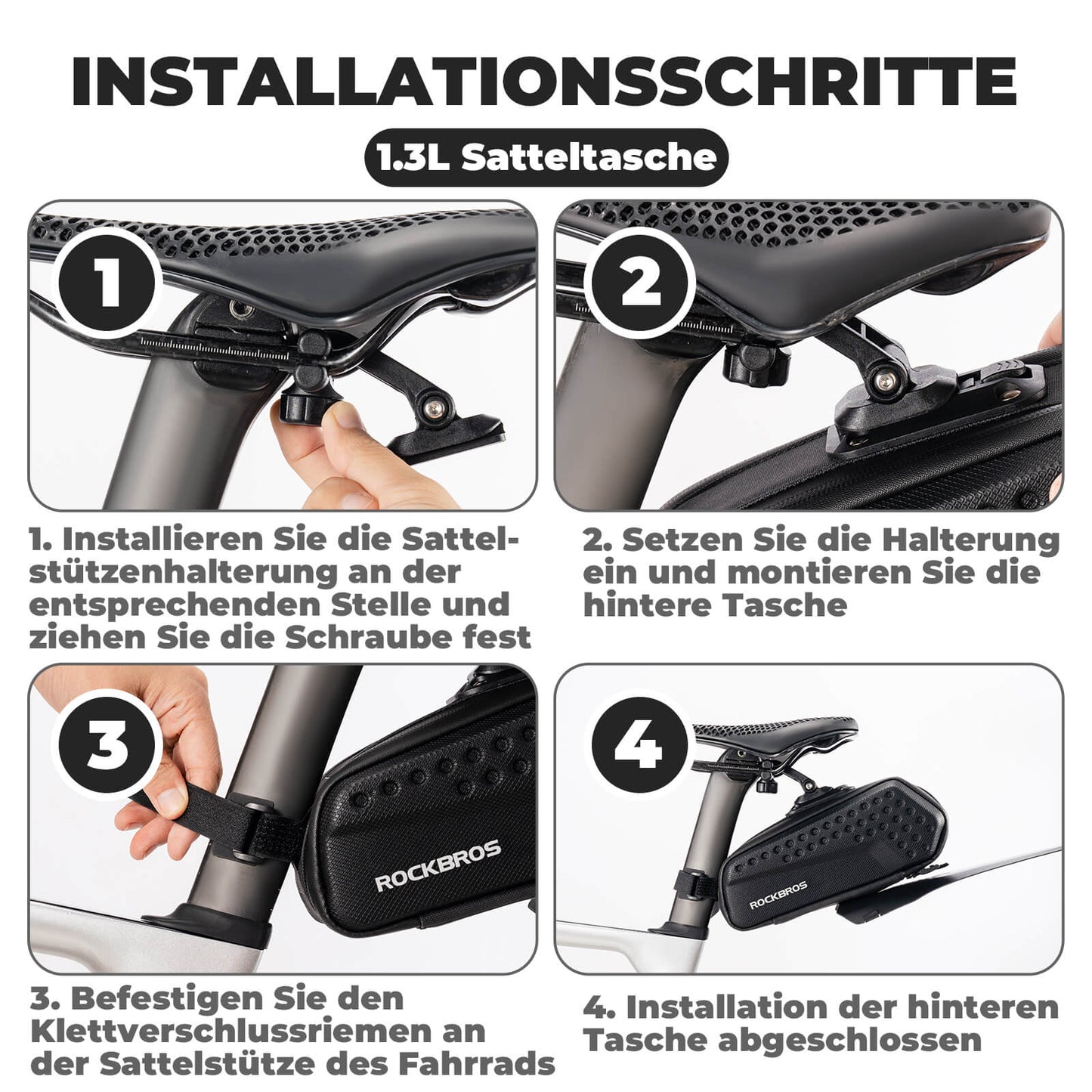 Fahrrad Satteltasche mit Schutzblech Wasserabweisend 1,3L/0.8L ROCKBROS