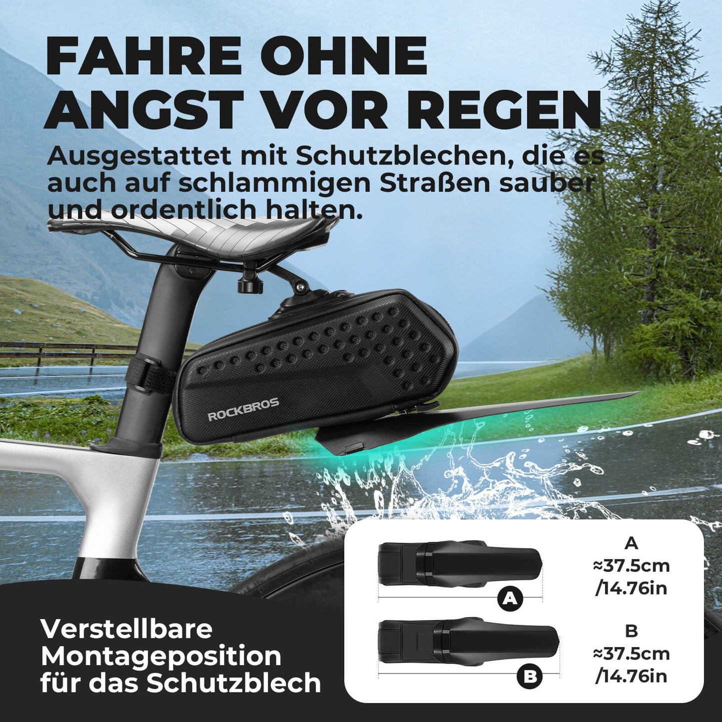 Fahrrad Satteltasche mit Schutzblech Wasserabweisend 1,3L/0.8L ROCKBROS