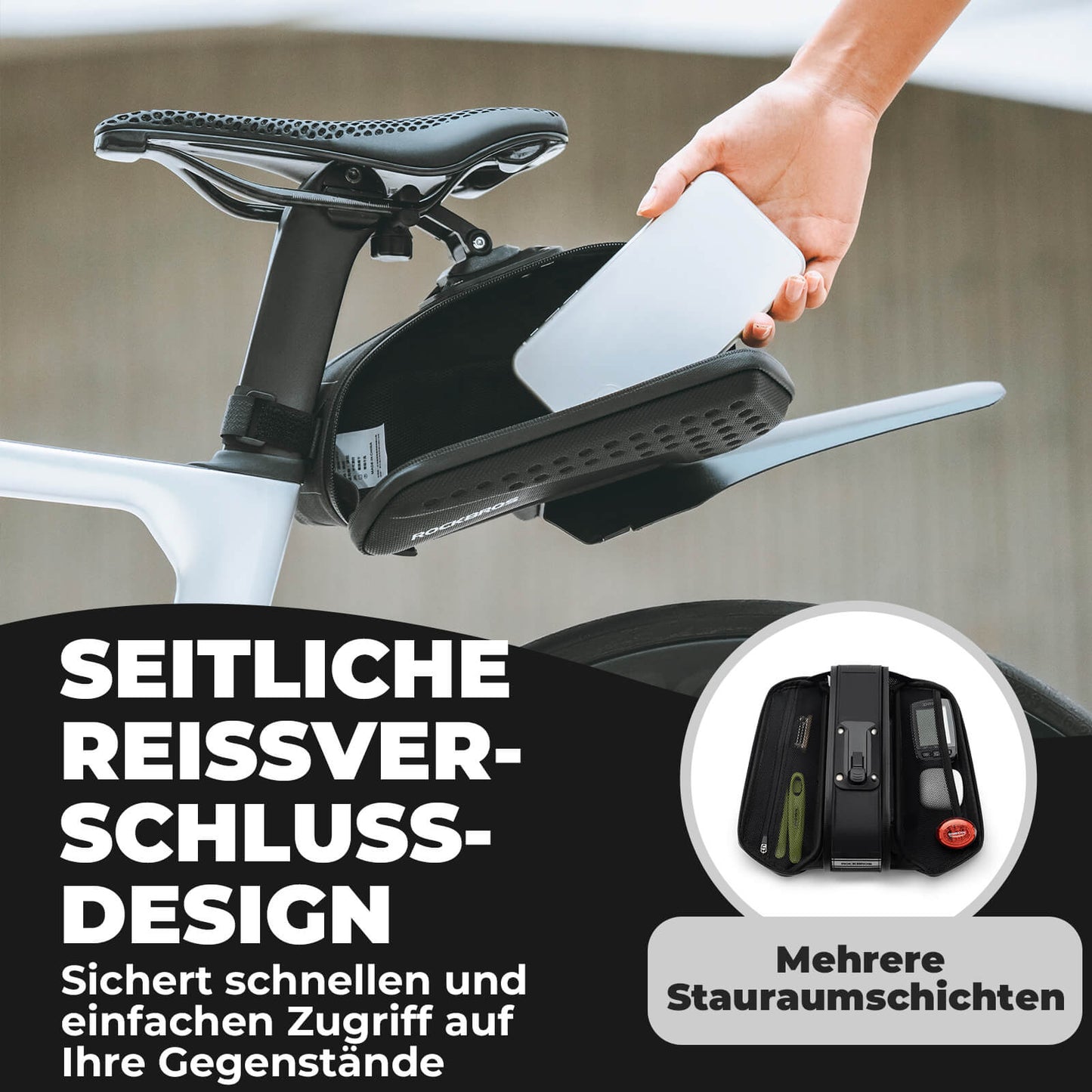 Fahrrad Satteltasche mit Schutzblech Wasserabweisend 1,3L/0.8L ROCKBROS