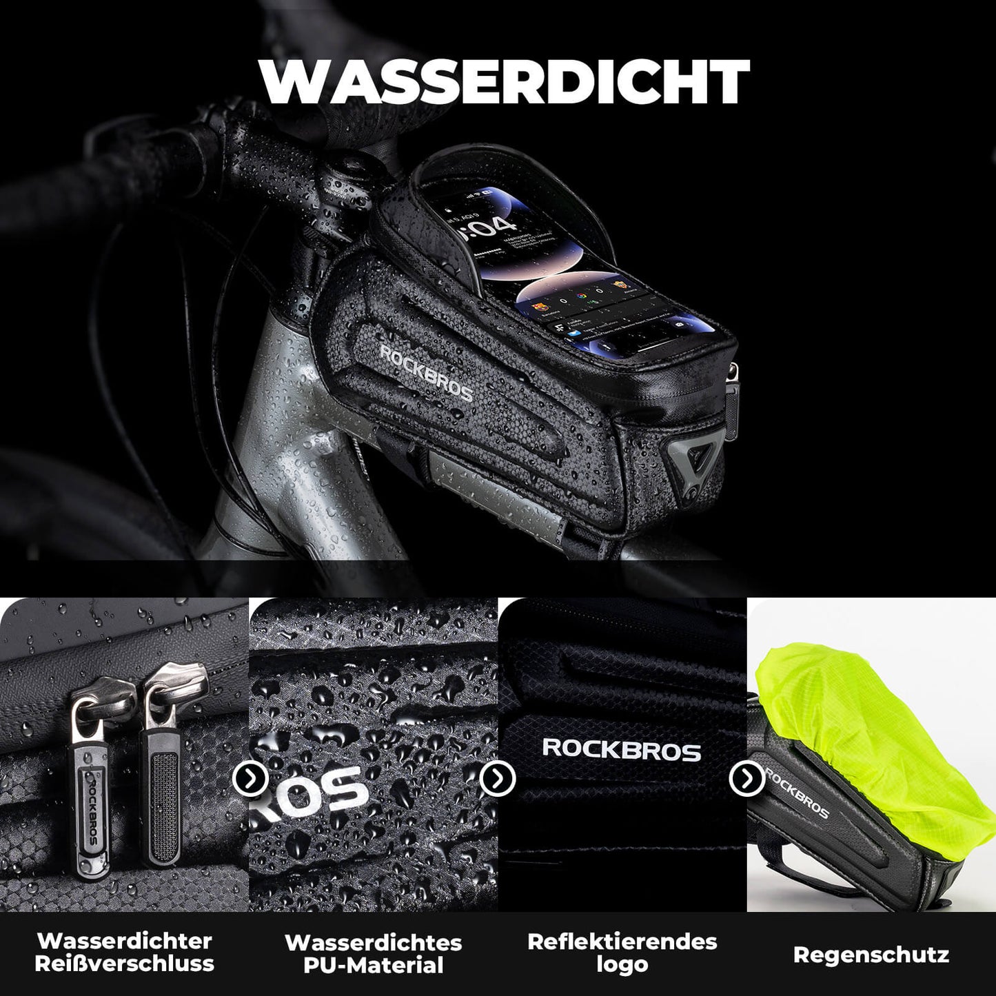 Fahrradtasche Wasserabweisend Handytasche mit TPU Touchscreen ROCKBROS
