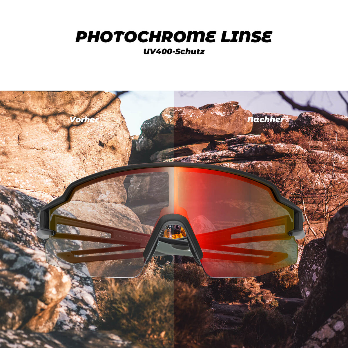 ROCKBROS Fahrradbrille Photochromatisch Sonnenbrille UV400-Schutz