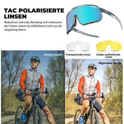 Fahrradbrille Polarisierte Sonnenbrille UV-Schutz Wechsel-Nasenpads Damen/Herren ROCKBROS