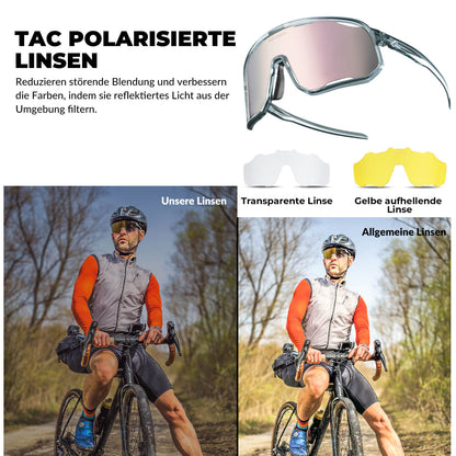 Fahrradbrille Polarisierte Sonnenbrille UV-Schutz Wechsel-Nasenpads Damen/Herren ROCKBROS