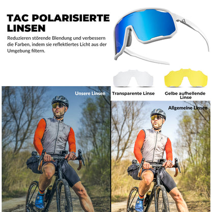 Fahrradbrille Polarisierte Sonnenbrille UV-Schutz Wechsel-Nasenpads Damen/Herren ROCKBROS
