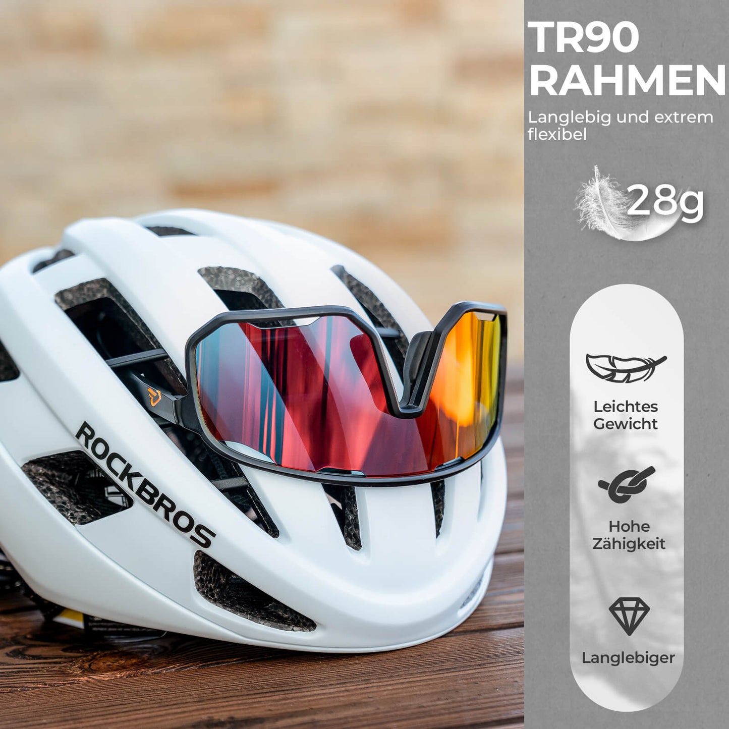 Fahrradbrille Polarisierte Sonnenbrille UV-Schutz Wechsel-Nasenpads Damen/Herren ROCKBROS