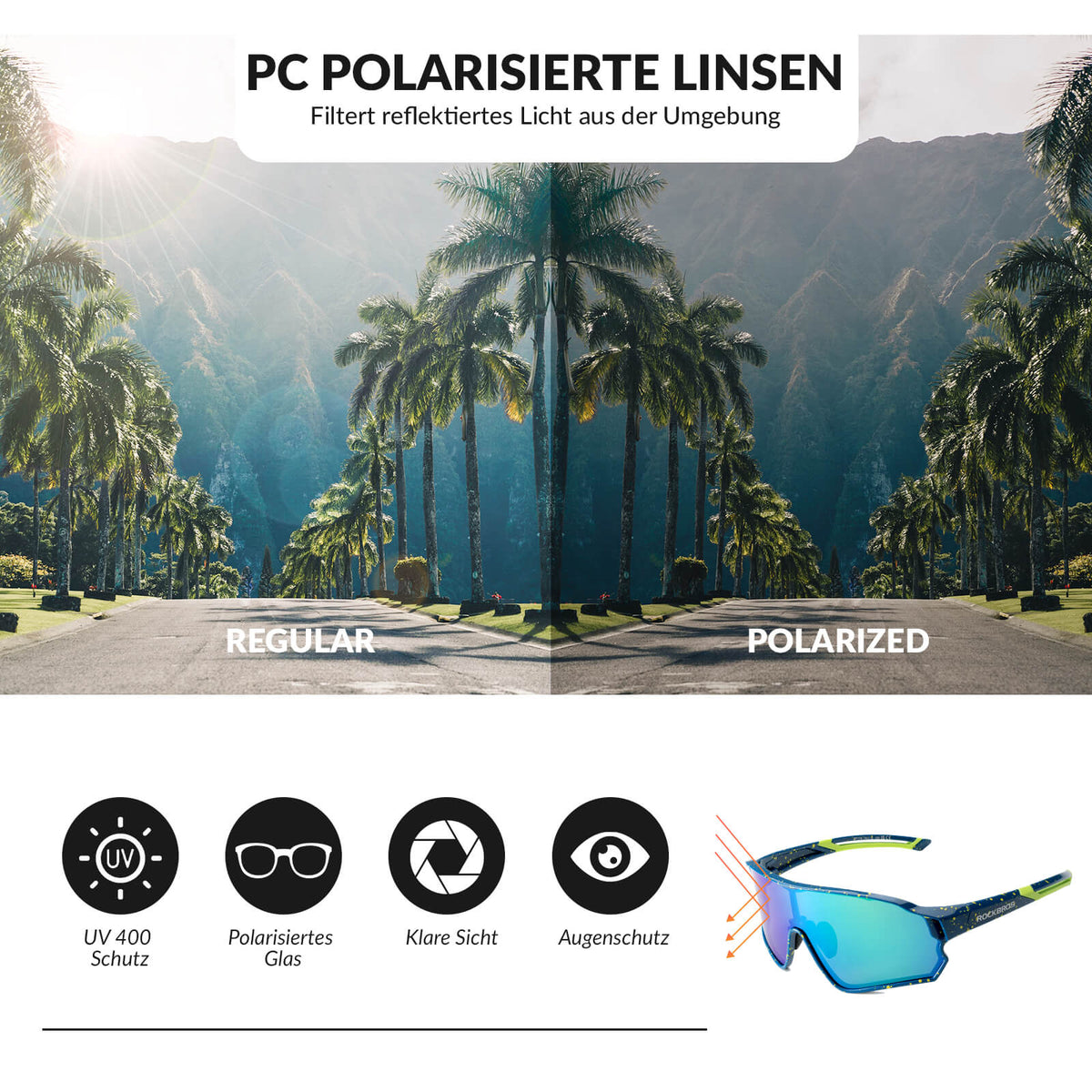 ROCKBROS Federleichte Polarisierte Fahrradbrille (UV400)