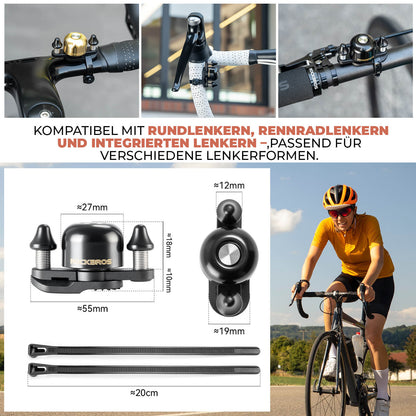 ROCKBROS Rennrad MTB Fahrradklingel mit Doppel-Klopfer 180° drehbar