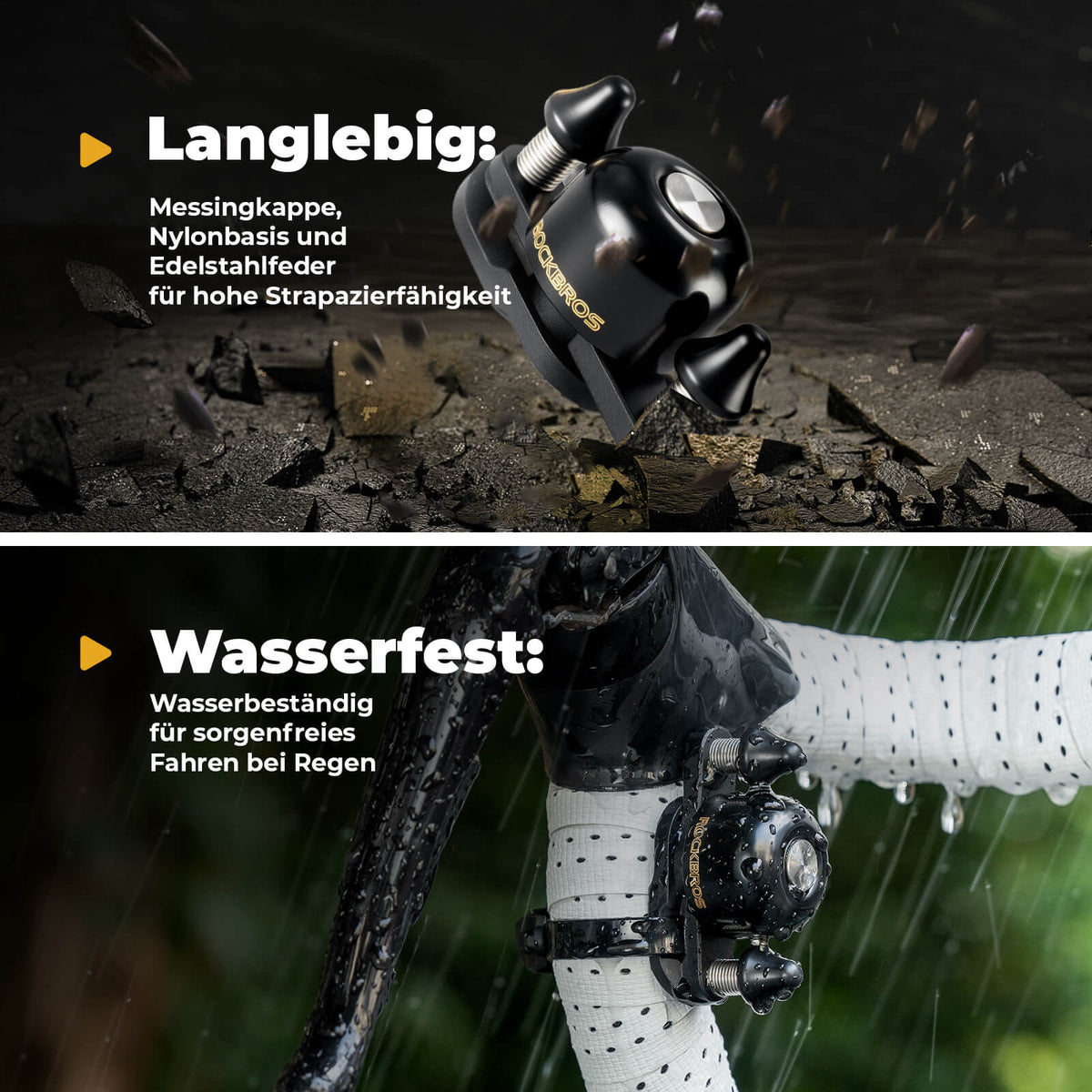 ROCKBROS Rennrad MTB Fahrradklingel mit Doppel-Klopfer 180° drehbar
