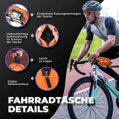 ROCKBROS Oberrohrtasche 1 L Vollständig Reflektierend Weiß/Orange