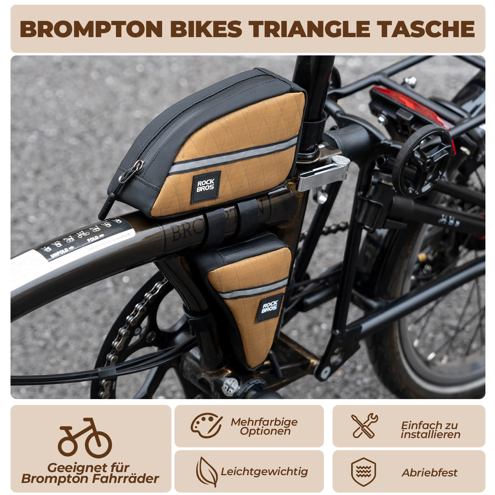 Fahrradtasche Rahmentasche Dreiecktasche für Brompton 0,25/0,3L ROCKBR –