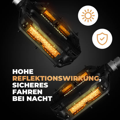 ROCKBROS Flat Fahrradpedale Rutschfest mit Reflektorstreifen