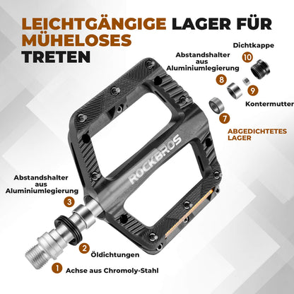 ROCKBROS Flat Fahrradpedale Rutschfest mit Reflektorstreifen