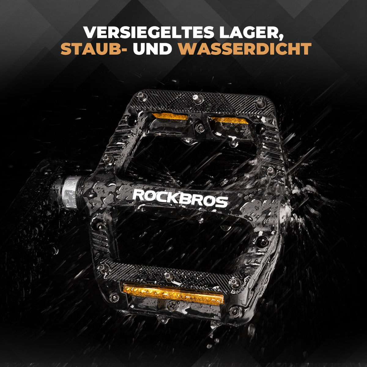 ROCKBROS Flat Fahrradpedale Rutschfest mit Reflektorstreifen