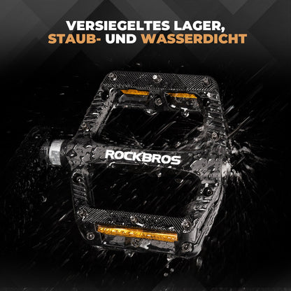ROCKBROS Flat Fahrradpedale Rutschfest mit Reflektorstreifen