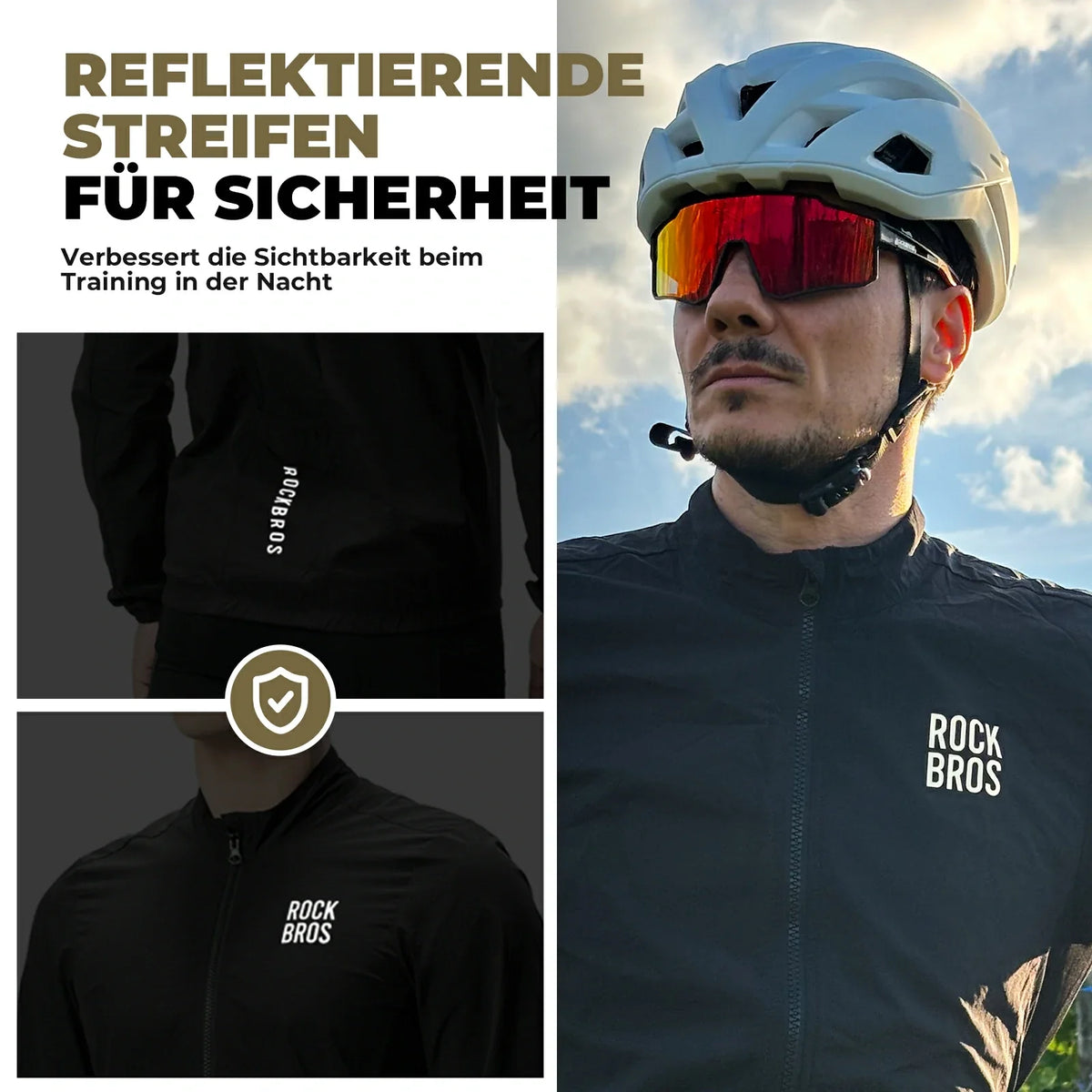 ROCKBROS Herren Leichte Fahrradjacke Atmungsaktiv Frühling