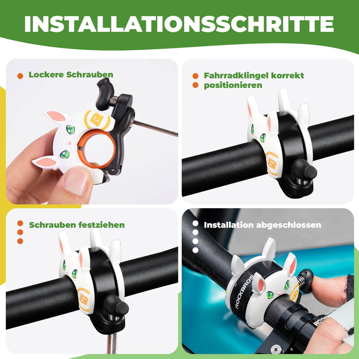 ROCKBROS Kinder Fahrradklingel Laut für Lenker 22,2-25,4mm