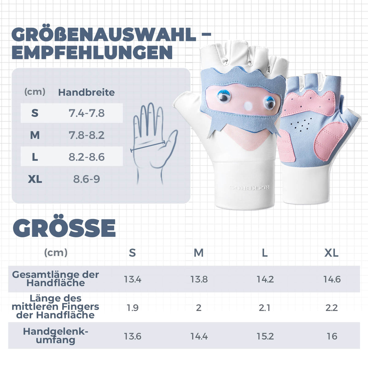 ROCKBROS Kinder Halbfinger Fingerlose Fahrradhandschuhe